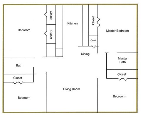 Floor plan for 4 beds, 2 baths, 1248 sqft